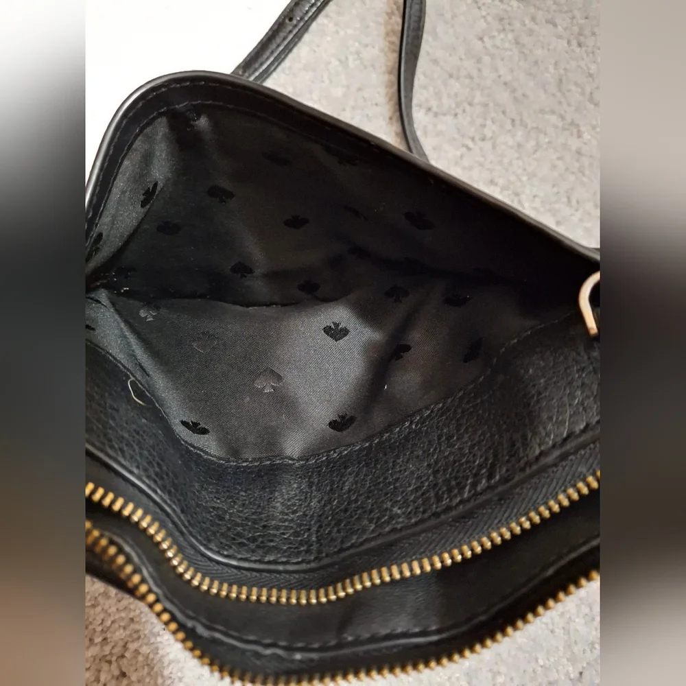 Kate Spade Leila Small Flap Black Pebbled Crossbody Bag - Picture 5 of 6